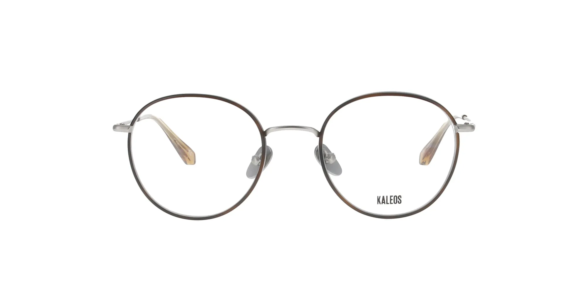 Brown havana and Silver Round Metal Kaleos Frame sold by Fashion Eyewear product image thumbnail 2