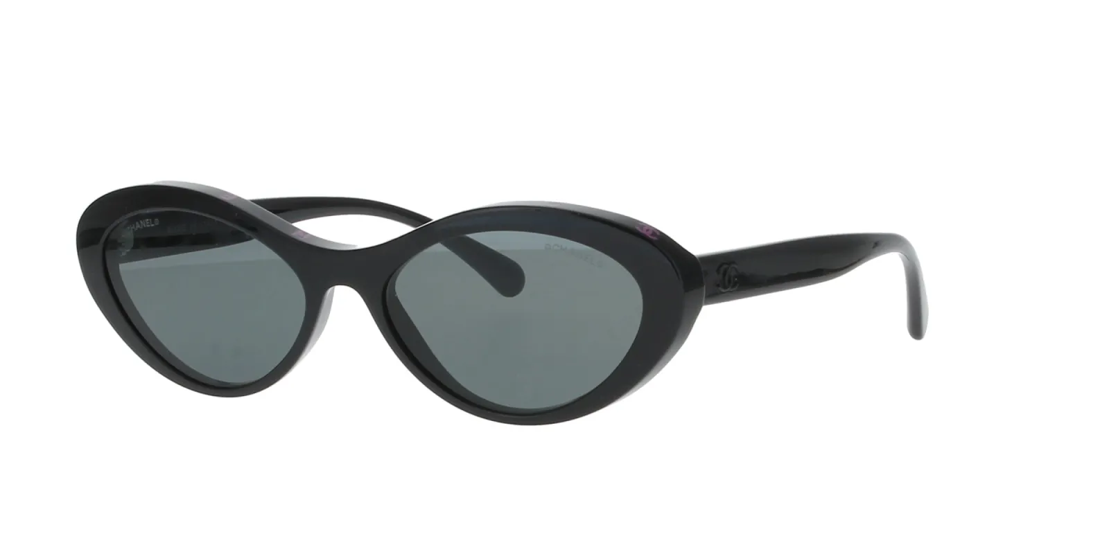 Black with Pink Oval Chanel Sunglasses sold by Fashion Eyewear