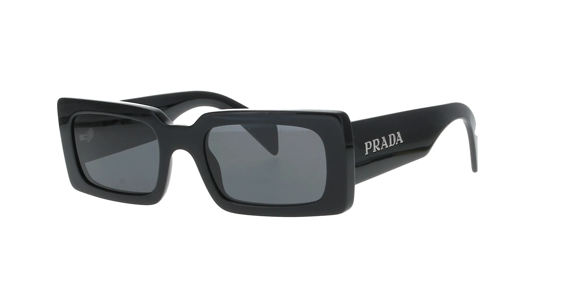 Shiny Black Rectangle Prada Sunglasses sold by Fashion Eyewear