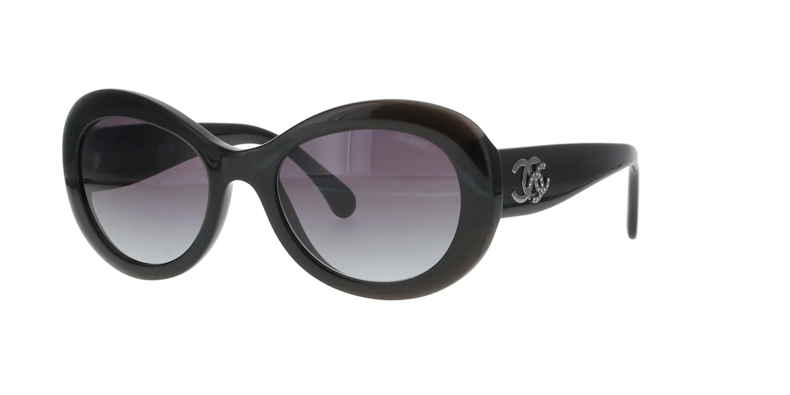 Black Iridescent Oval Chanel Sunglasses sold by Fashion Eyewear
