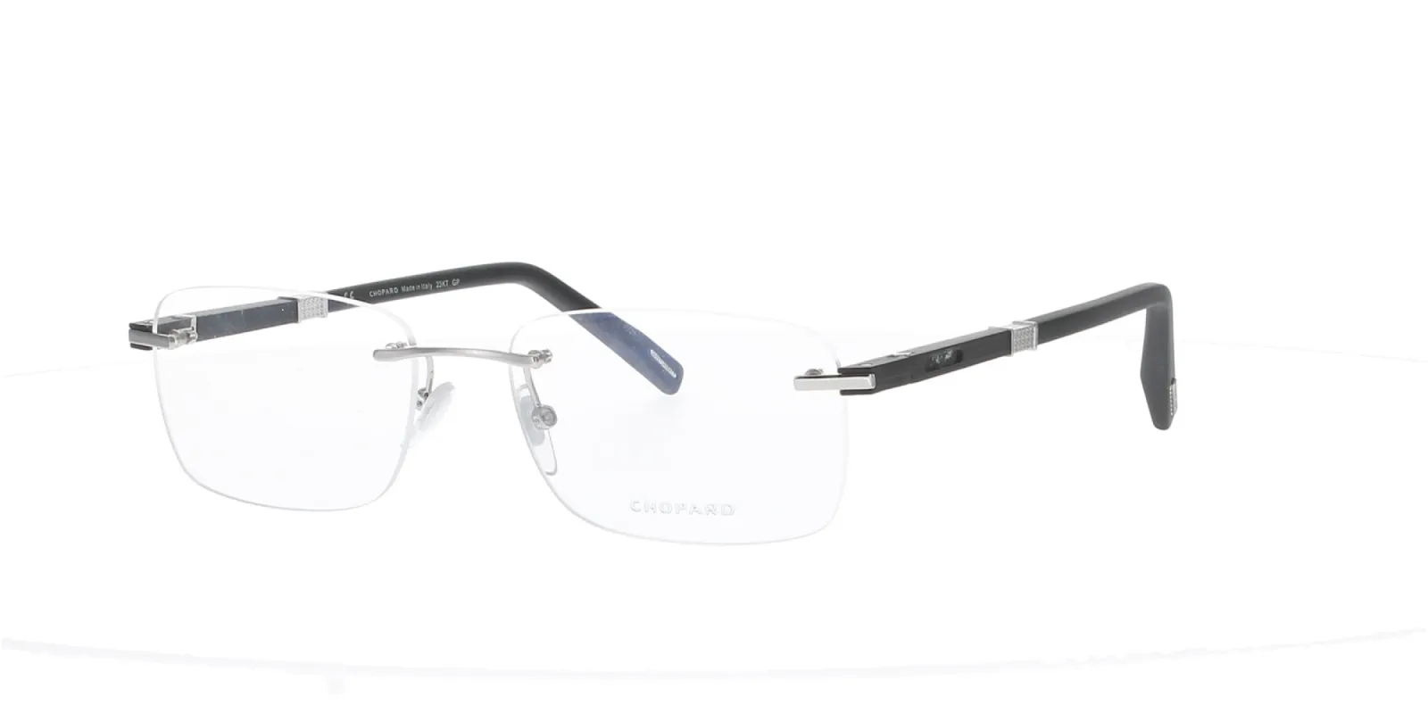 Rimless Silver and Carbon Fiber Chopard Frame sold by Fashion Eyewear