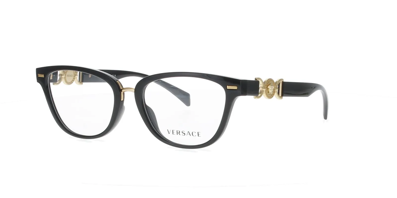 Glossy Black and Gold Versace Frame sold by Fashion Eyewear