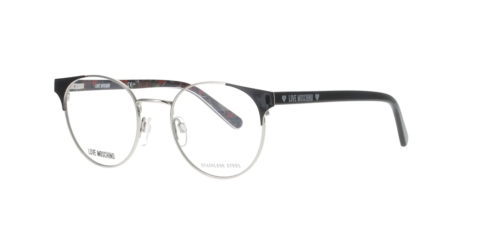 Silver and Black Love Moschino Frame sold by Fashion Eyewear