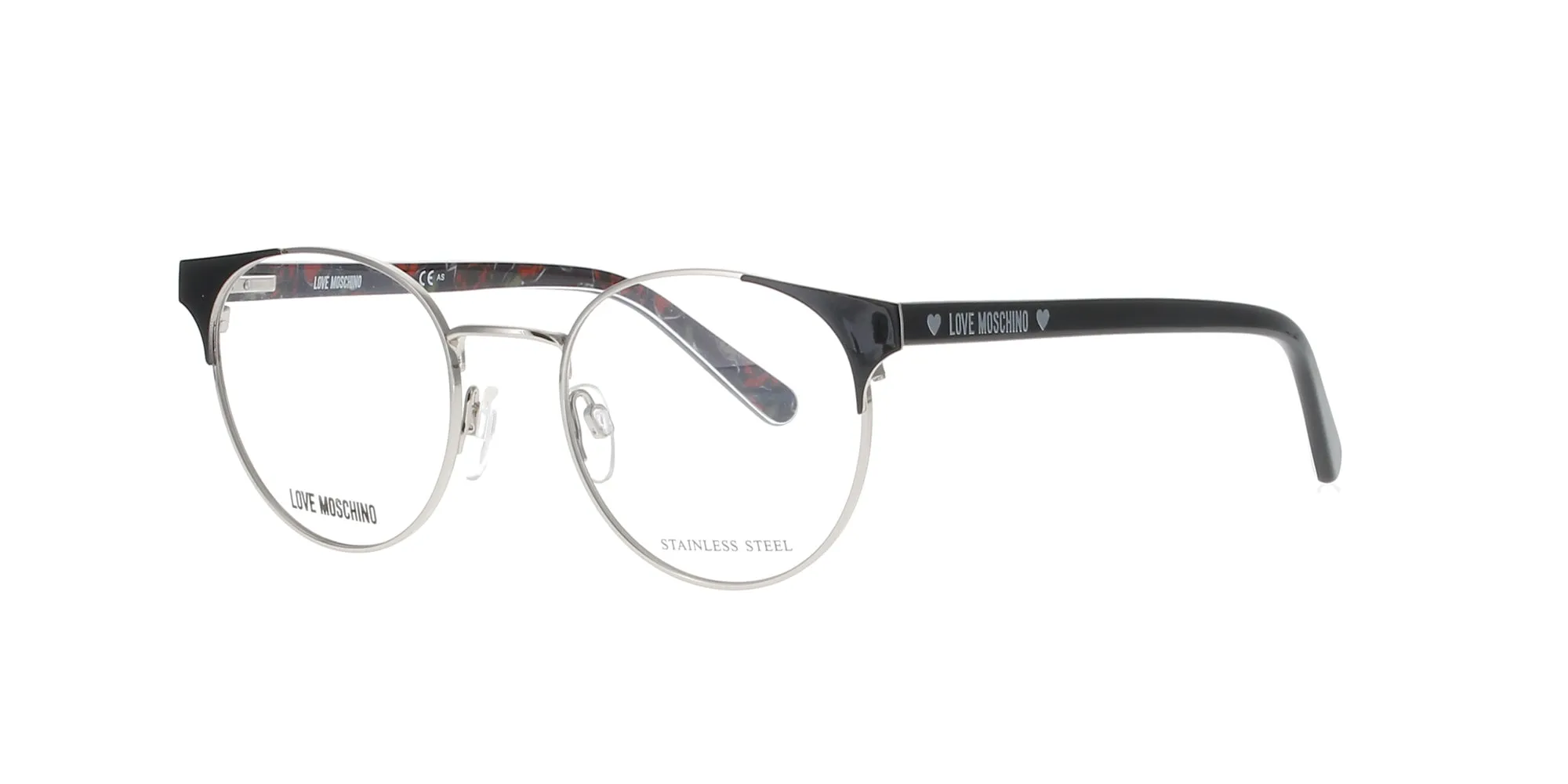 Silver and Black Love Moschino Frame sold by Fashion Eyewear