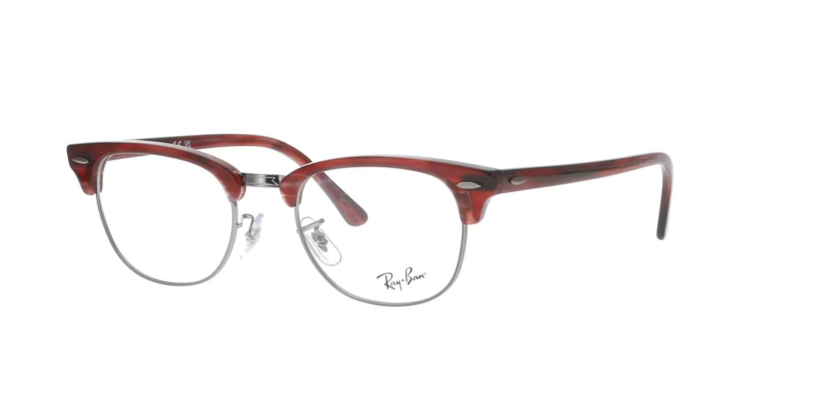 Polished Striped Red Rayban Clubmaster Frame sold by Fashion Eyewear