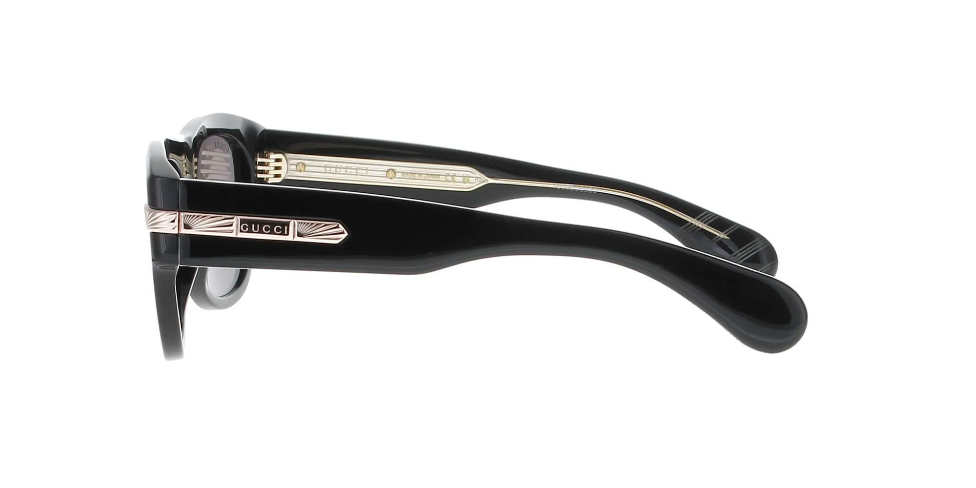 Gucci Shiny Black with Gold Sunglasses sold by Fashion Eyewear product image thumbnail 3