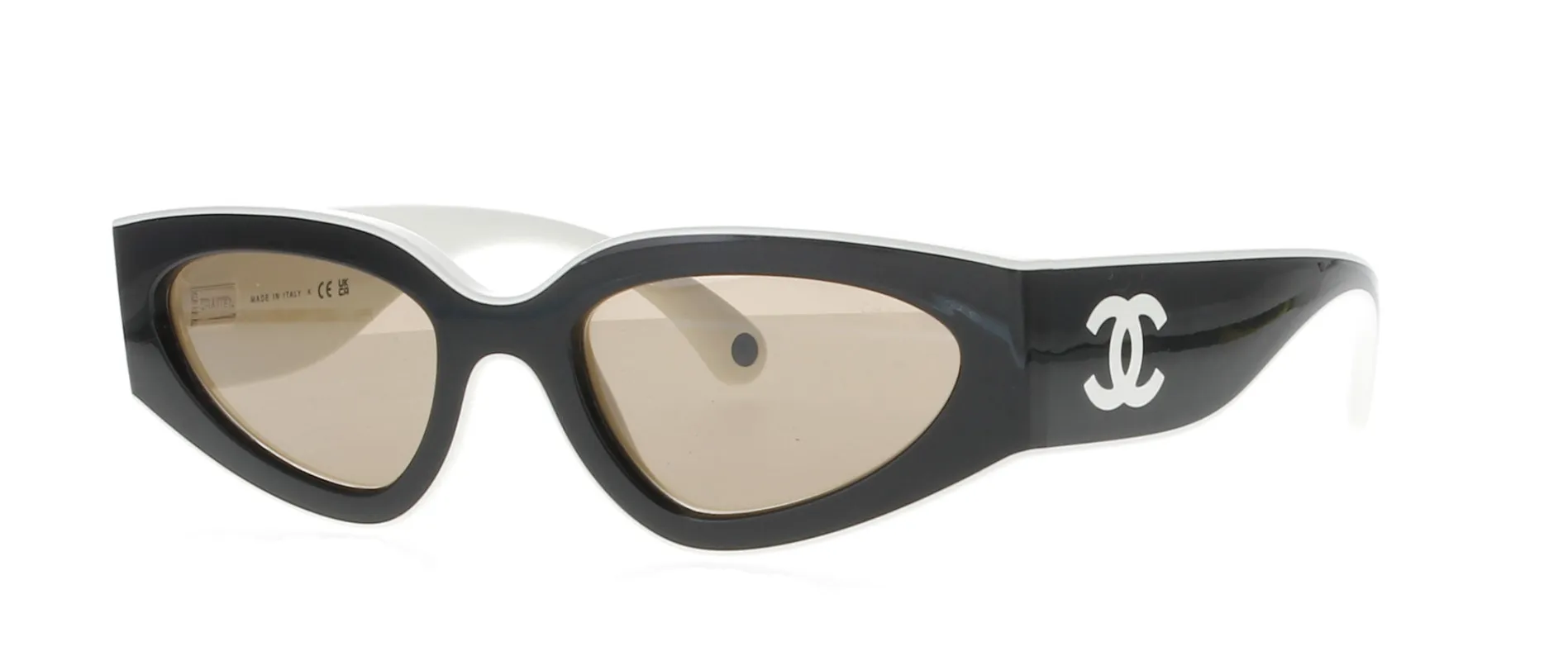 CHANEL Black and Milky White Sunglasses sold by Fashion Eyewear