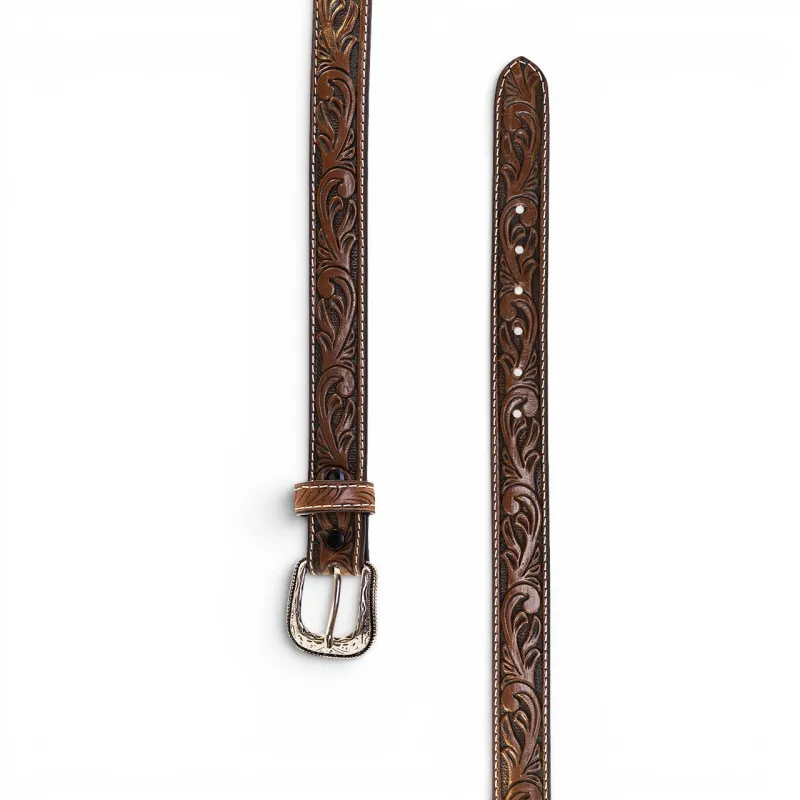 Boys Tooled Espresso Belt made by TEXAS COUNTRY