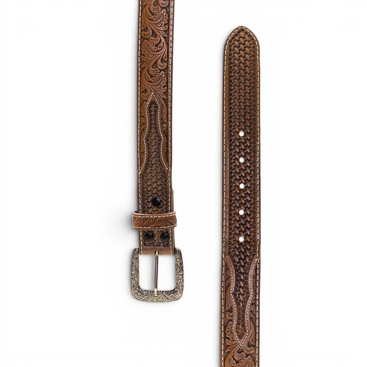 Tooled/Weave Tamrindo Belt sold by TEXAS COUNTRY