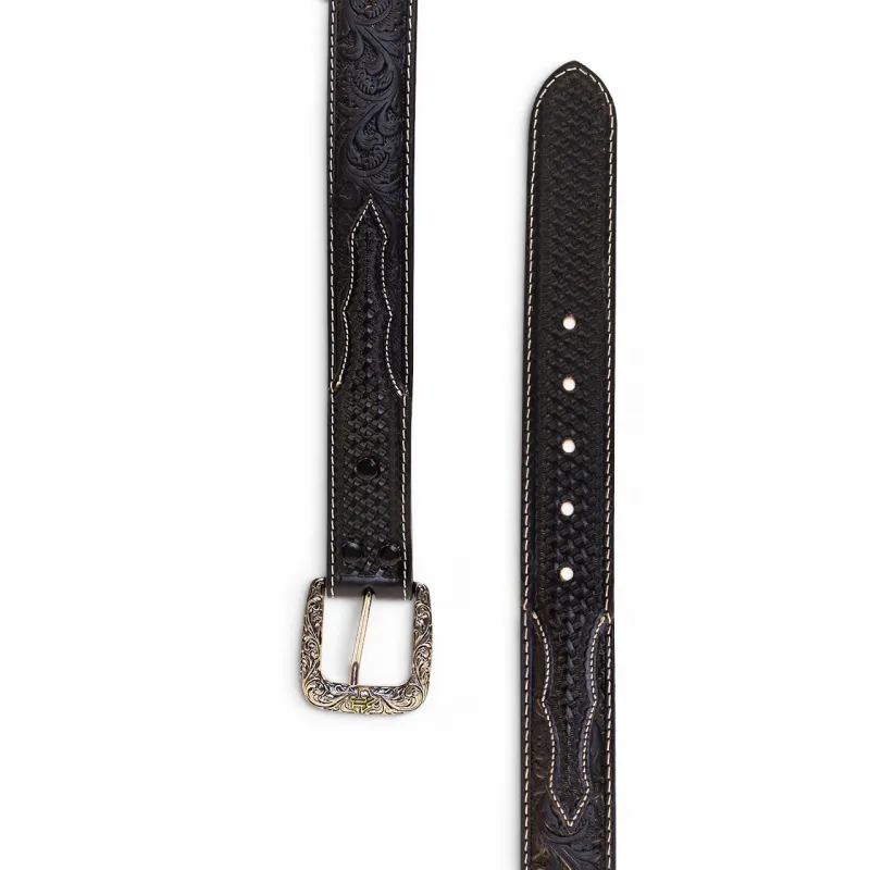 Tooled/Weave Onyx Belt made by TEXAS COUNTRY
