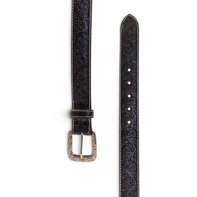 Tooled Onyx Belt made by TEXAS COUNTRY
