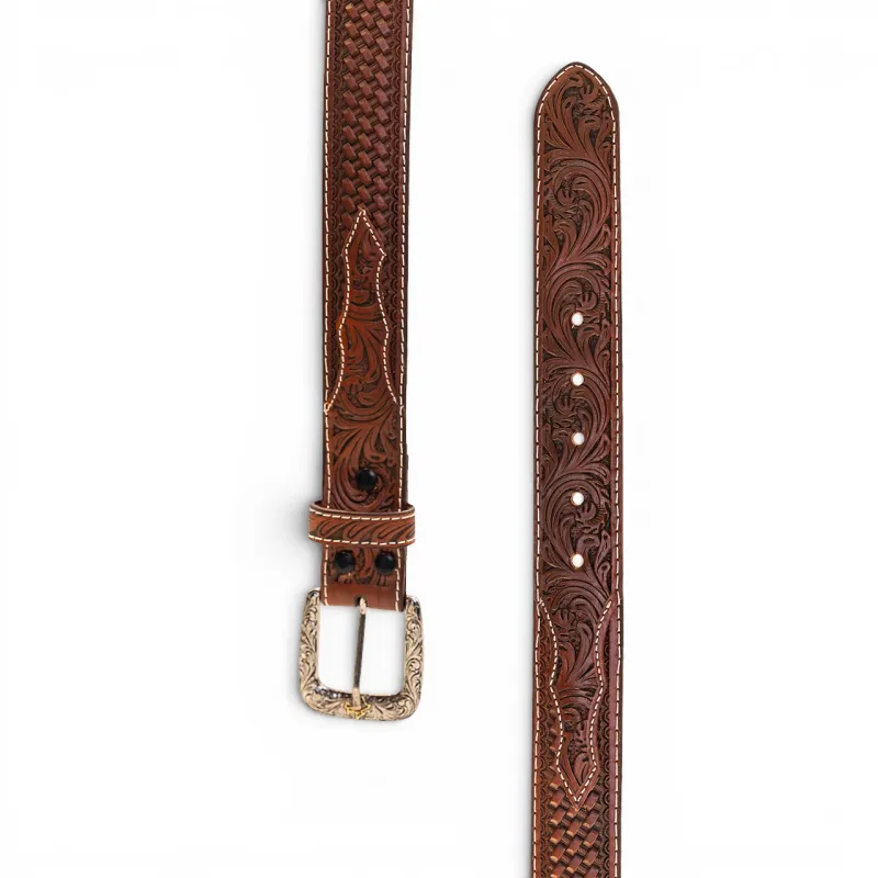 Tooled/Weave Tabaco Belt made by TEXAS COUNTRY