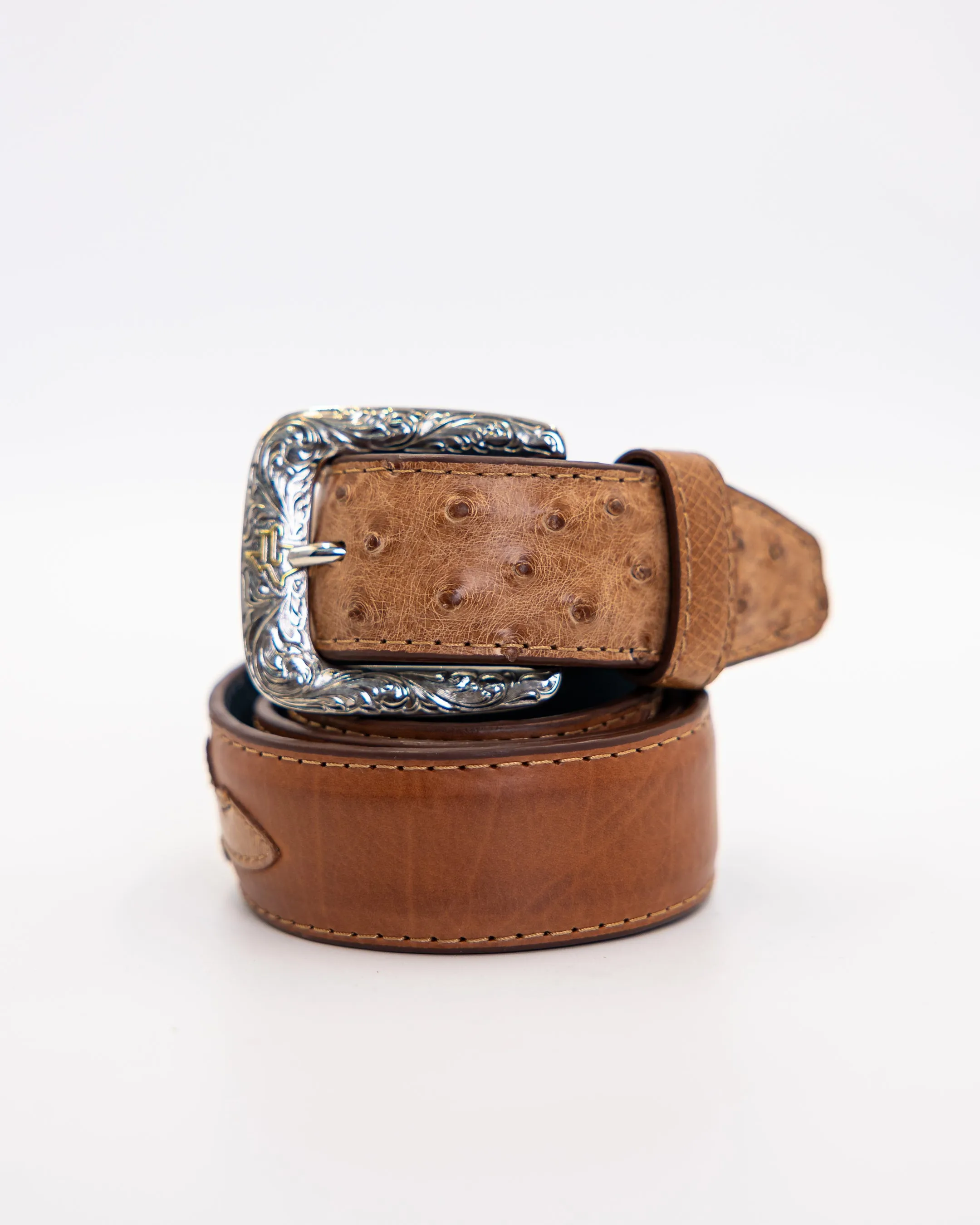 Ostrich Cognac Belt sold by TEXAS COUNTRY product image thumbnail 2