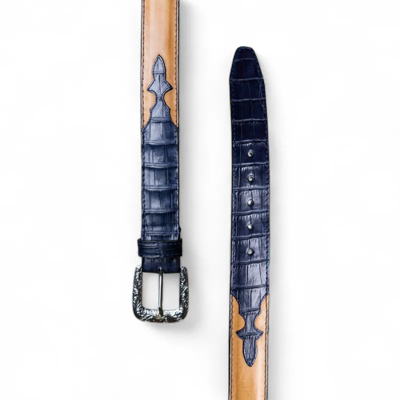 Alligator Navy Belt made by TEXAS COUNTRY