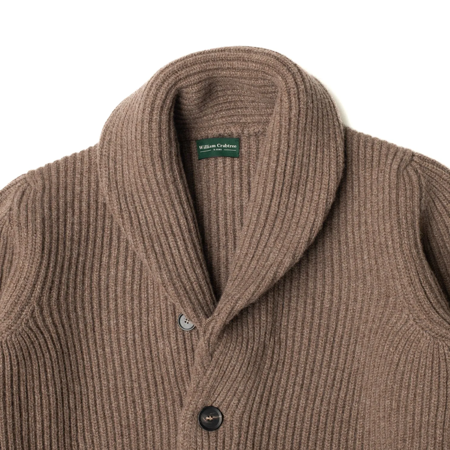 Oak Dust Wool Cashmere Shawl Collar Cardigan sold by William Crabtree & Sons product image thumbnail 4