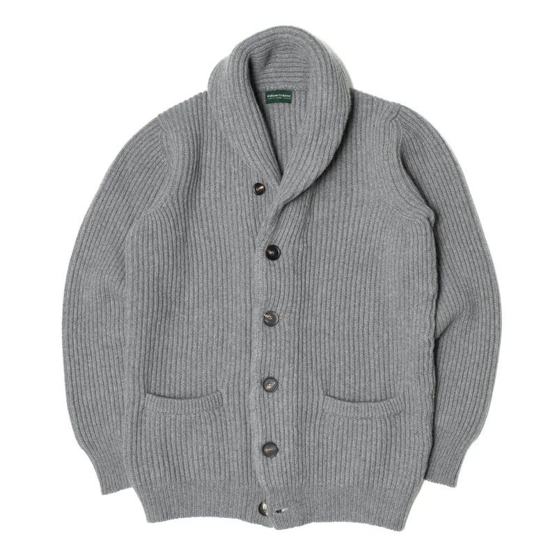 Pewter Wool Cashmere Shawl Collar Cardigan sold by William Crabtree & Sons