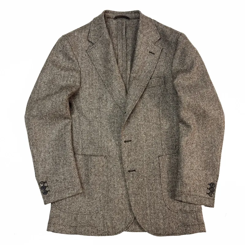 Dark Oatmeal Herringbone Sports Jacket sold by William Crabtree & Sons
