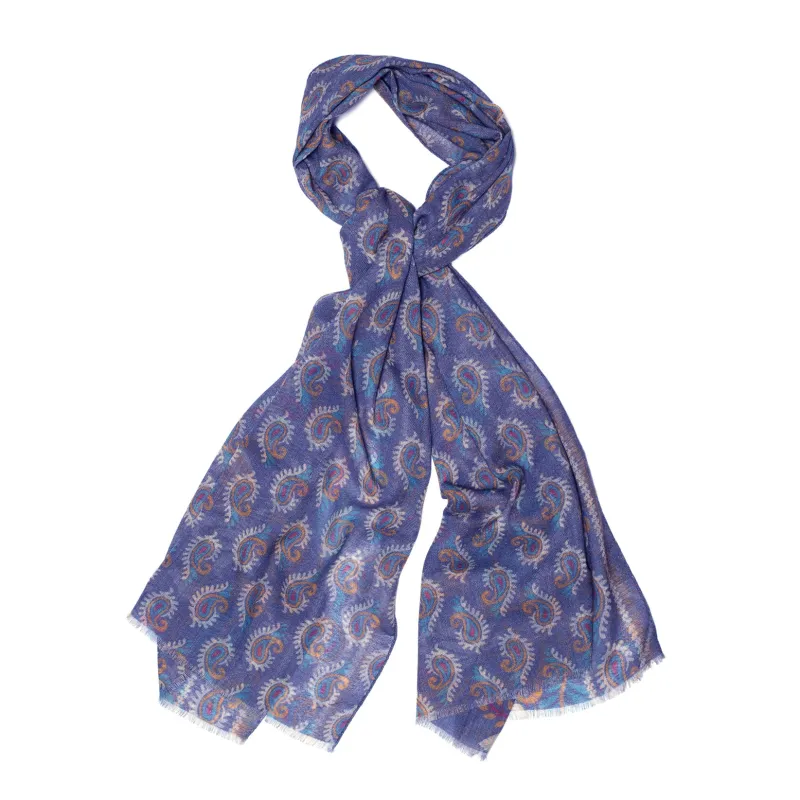 Grey Double Face Printed Wool Scarf made by William Crabtree & Sons