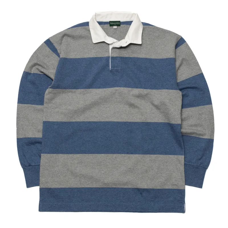 Blue/Ash Melange Striped Rugby Shirt sold by William Crabtree & Sons