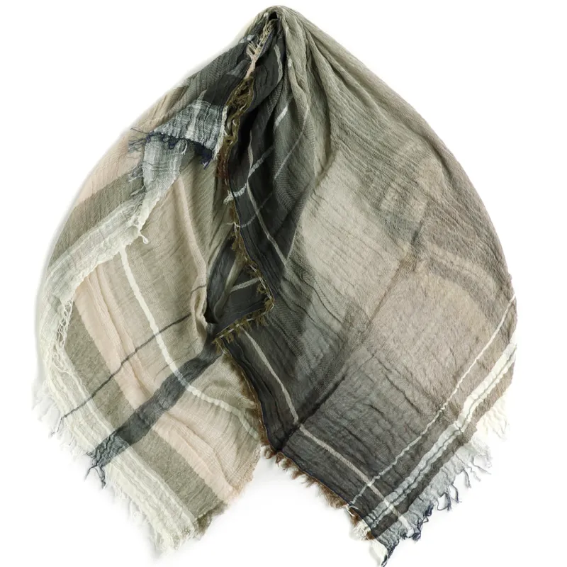 Sand and Green Basic Tamaki Niime Cotton Roots Shawl made by William Crabtree & Sons