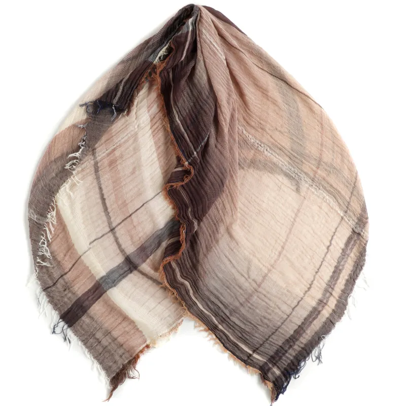 Brown and Cream Basic Tamaki Niime Cotton Roots Shawl sold by William Crabtree & Sons