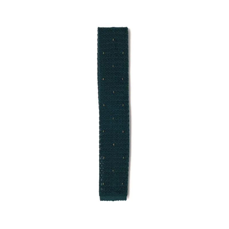 Bottle Green & Lime Spot Knitted Tie made by William Crabtree & Sons