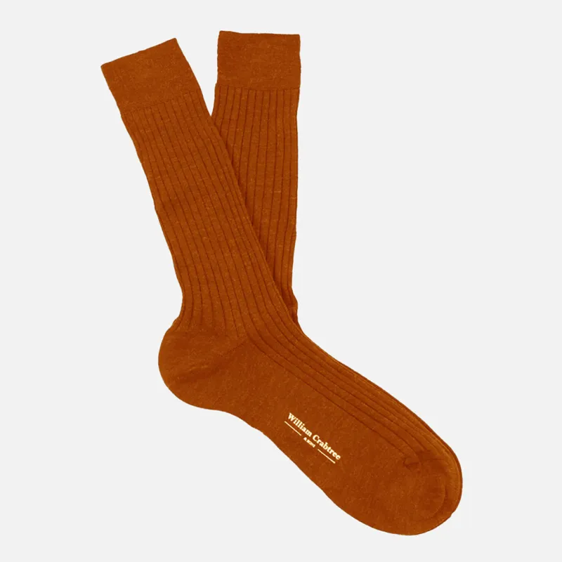 Rust Fine Wool Socks made by William Crabtree & Sons