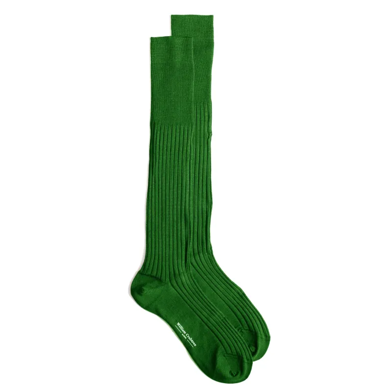 Forest Green Long Fine Wool Socks made by William Crabtree & Sons
