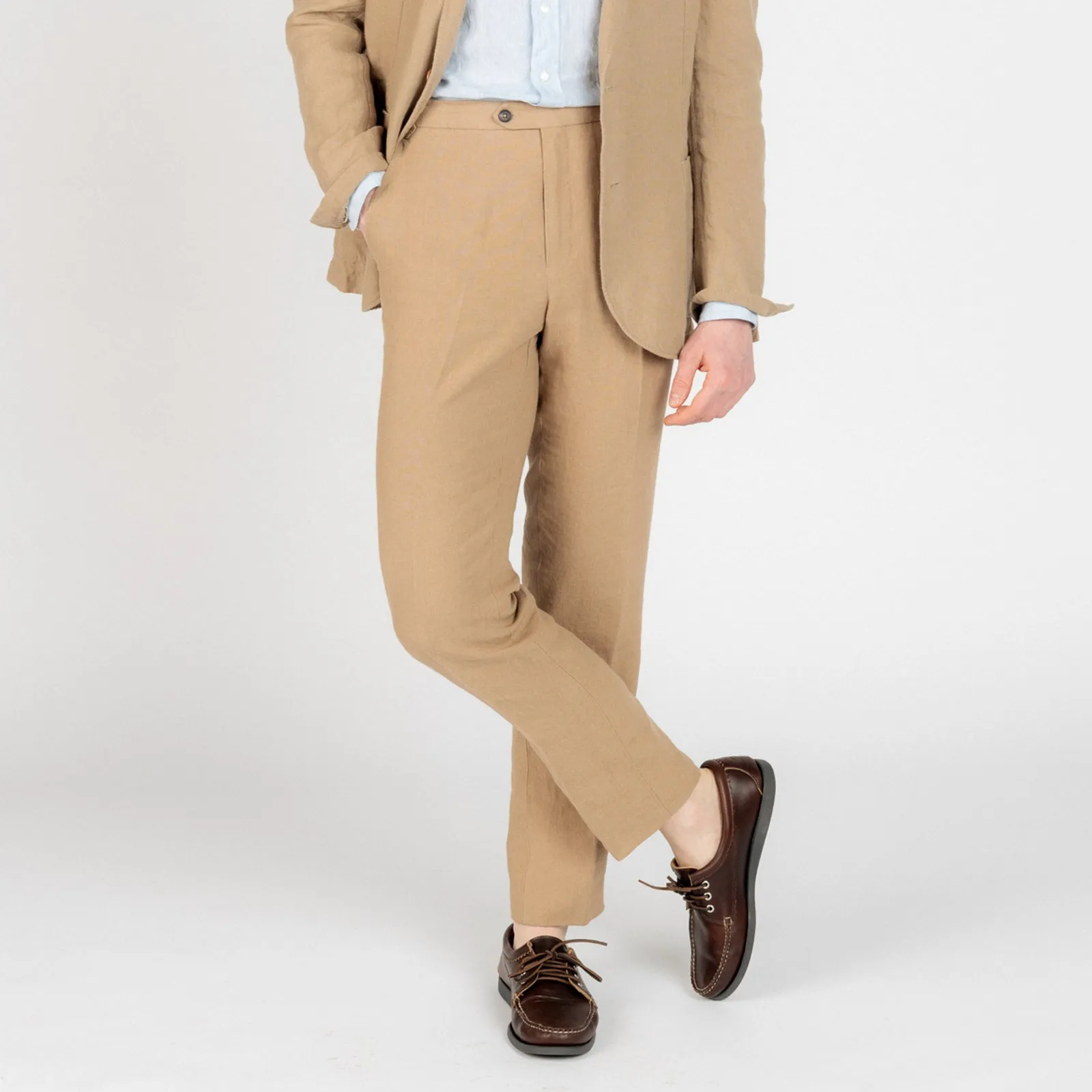 Taupe Washed Linen Trousers sold by William Crabtree & Sons product image thumbnail 4