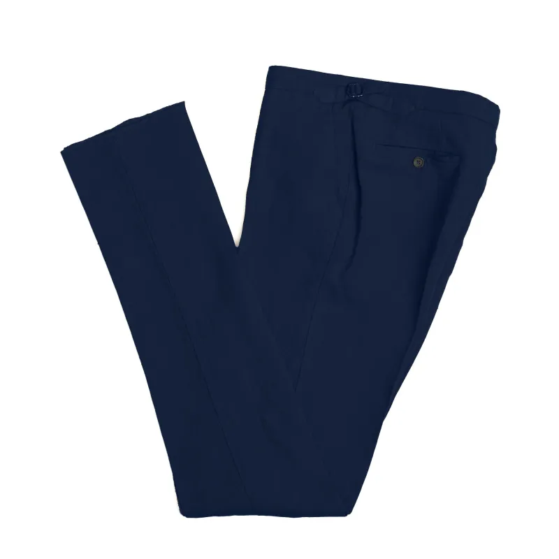 Navy Washed Linen Trousers sold by William Crabtree & Sons