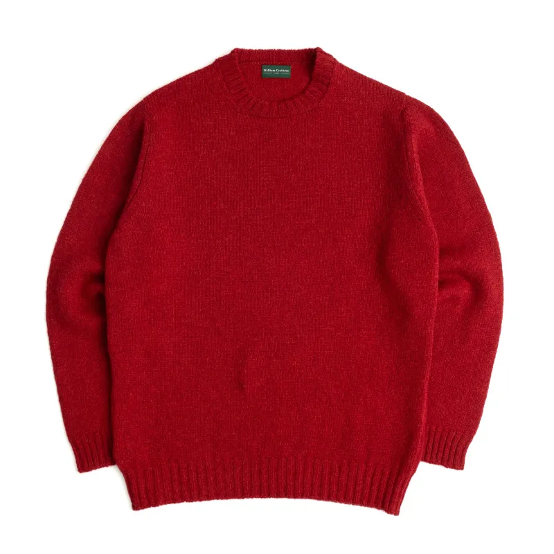 Rosewood Shetland Crew Neck sold by William Crabtree & Sons