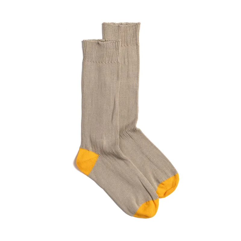 Porridge & Marigold Cotton Heel & Toe Socks made by William Crabtree & Sons