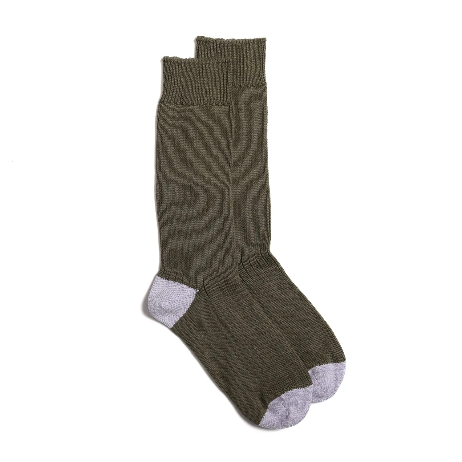 Moss & Lilac Cotton Heel & Toe Socks sold by William Crabtree & Sons