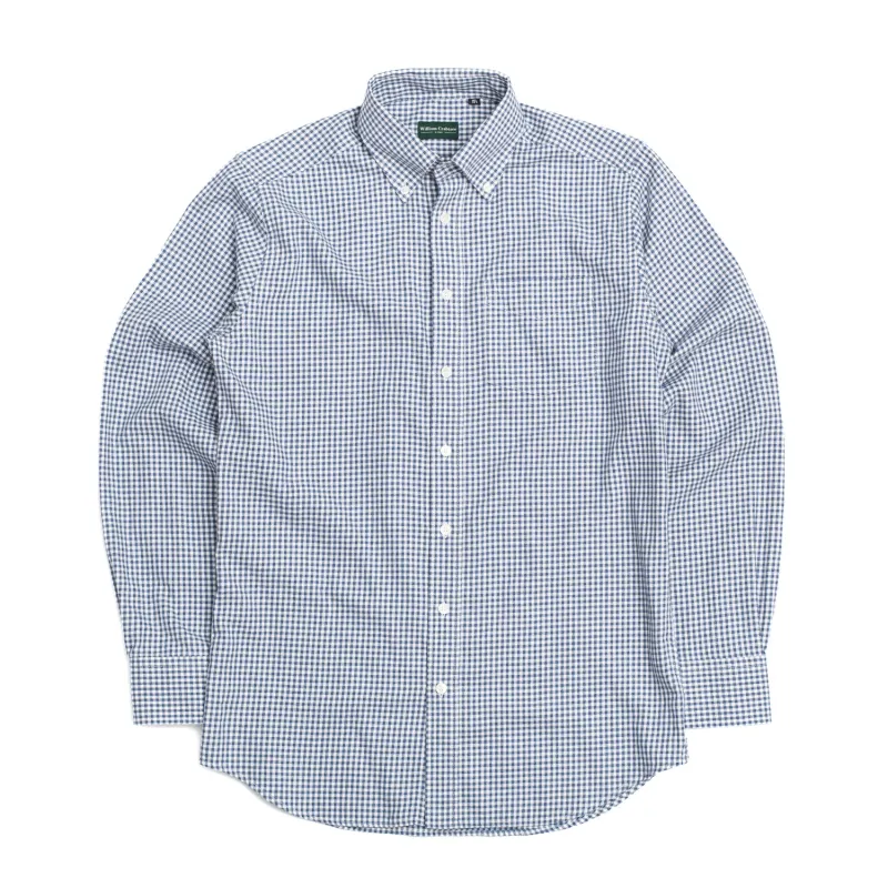 Blue Gingham Brushed Oxford Button Down Shirt sold by William Crabtree & Sons