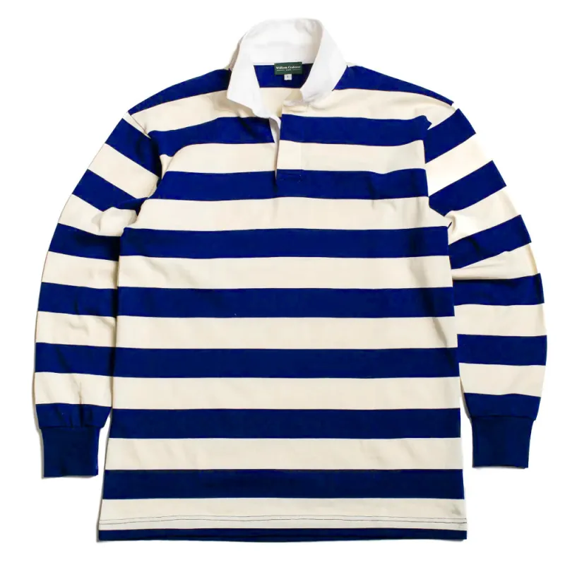 WM Brown Cobalt Striped Rugby Shirt sold by William Crabtree & Sons