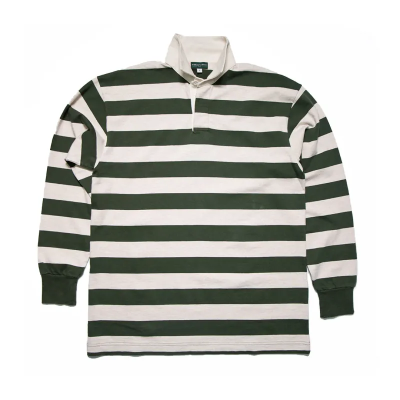 Ecru and Olive Striped Rugby Shirt sold by William Crabtree & Sons