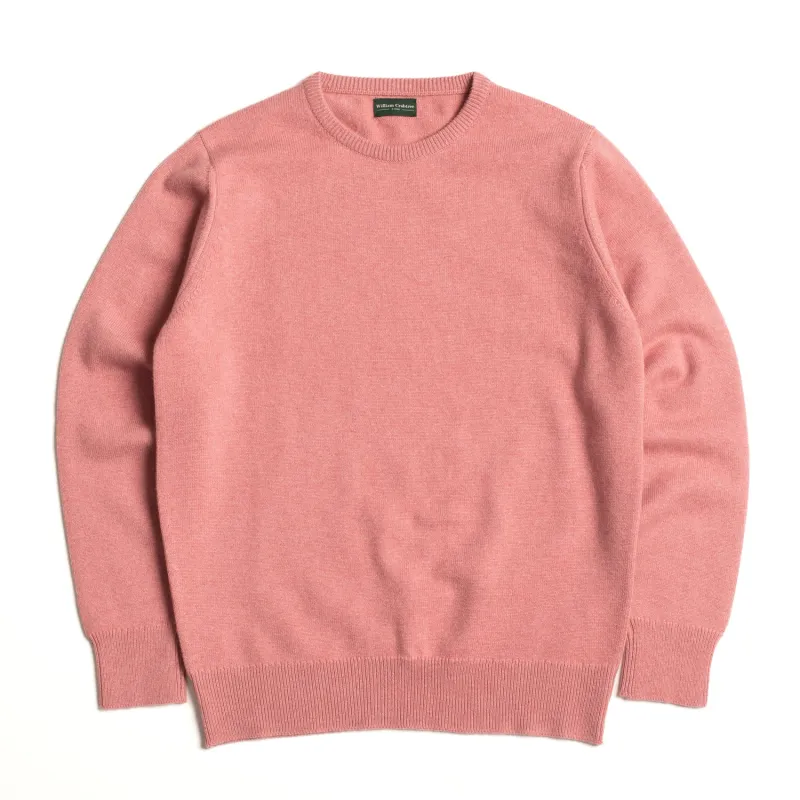 Dusky Pink 2 Ply Cashmere Crew Neck sold by William Crabtree & Sons