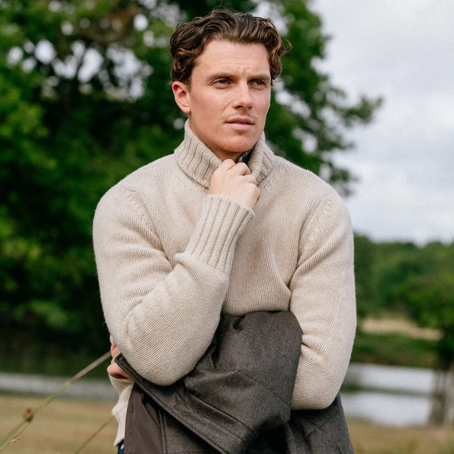 Oatmeal Wool Cashmere Roll Neck sold by William Crabtree & Sons product image thumbnail 5