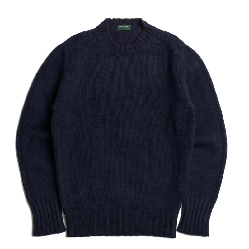Navy Wool Cashmere Crew Neck sold by William Crabtree & Sons