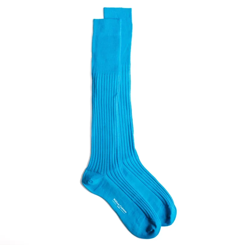 Turquoise Long Fine Wool Socks sold by William Crabtree & Sons