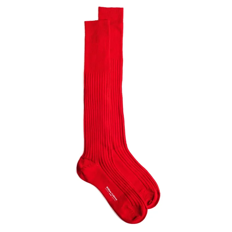 Scarlet Long Fine Wool Socks sold by William Crabtree & Sons