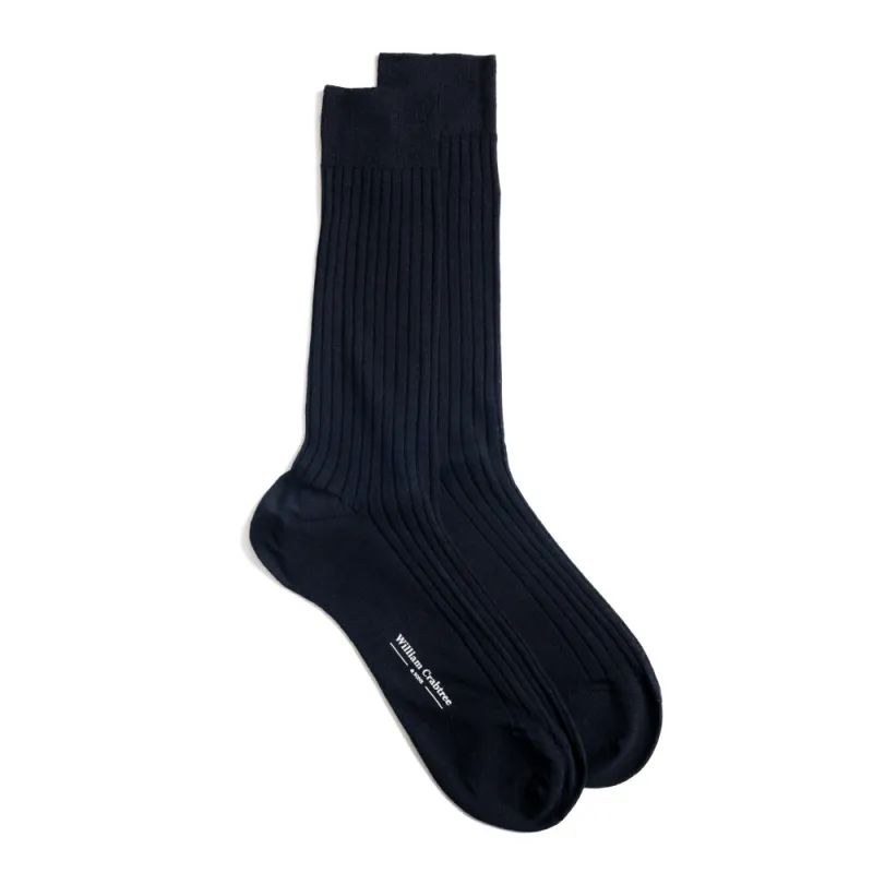 Dark Navy Fine Wool Socks sold by William Crabtree & Sons