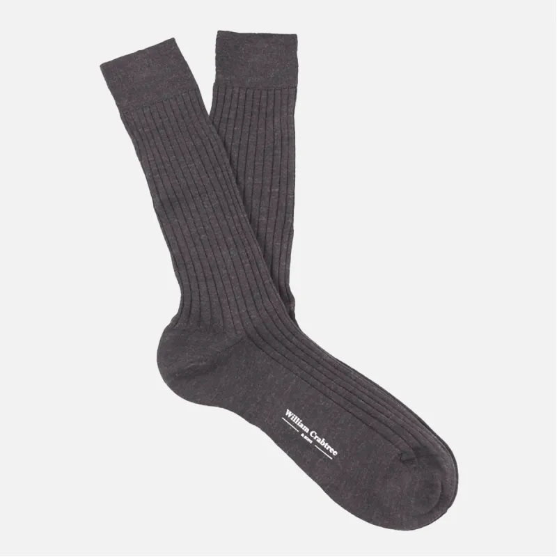 Charcoal Grey Fine Wool Socks sold by William Crabtree & Sons