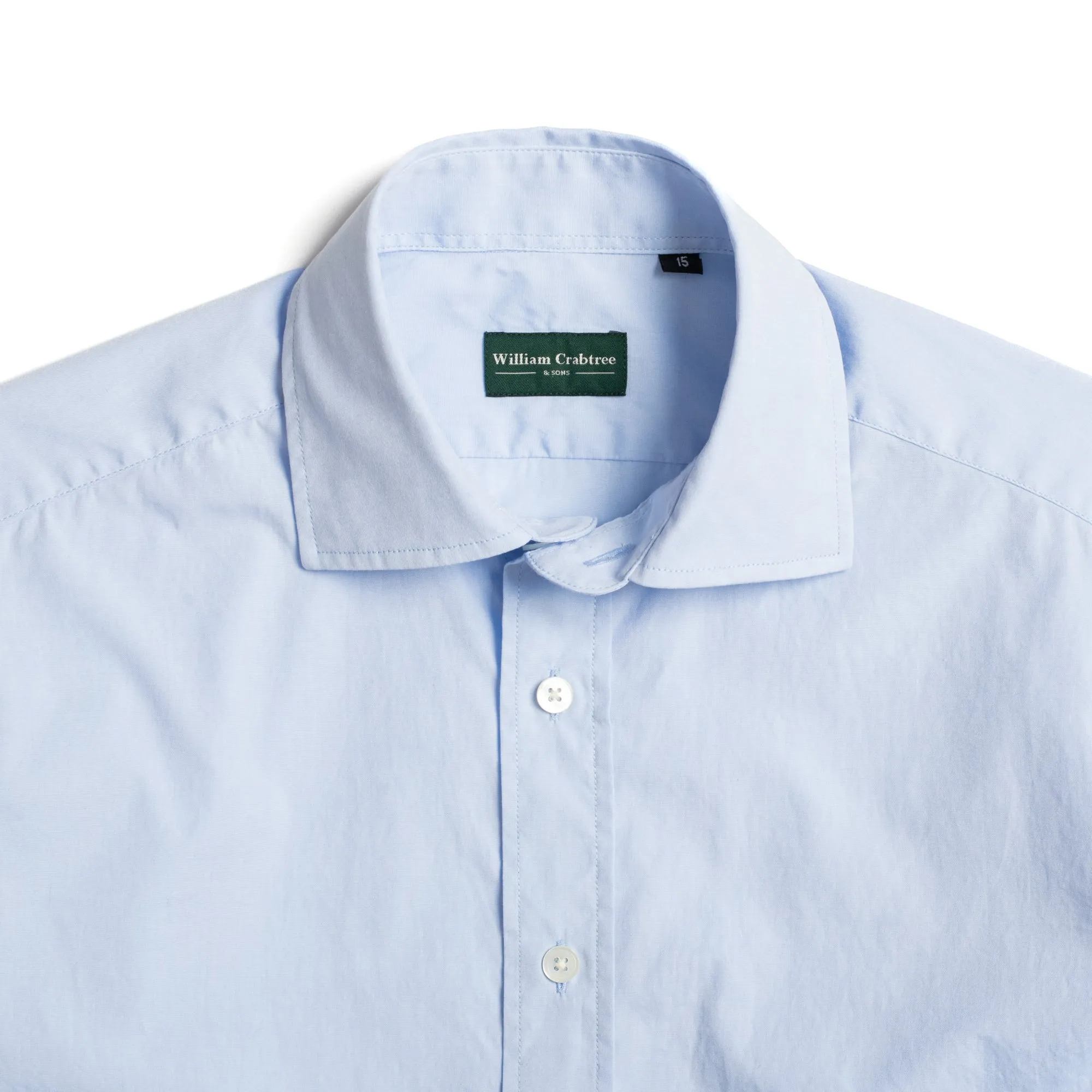 Sky Blue Poplin Semi-spread Collar Shirt sold by William Crabtree & Sons product image thumbnail 2