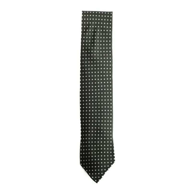 Olive & White Silk Spot Tie sold by William Crabtree & Sons
