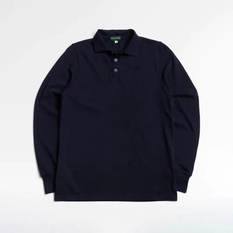 Navy Long Sleeved Polo Shirt sold by William Crabtree & Sons