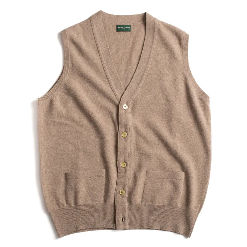 Dark Natural Geelong Lambswool Waistcoat sold by William Crabtree & Sons