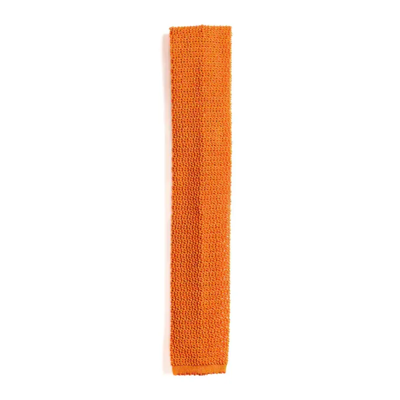 Tangerine Knitted Silk Tie made by William Crabtree & Sons