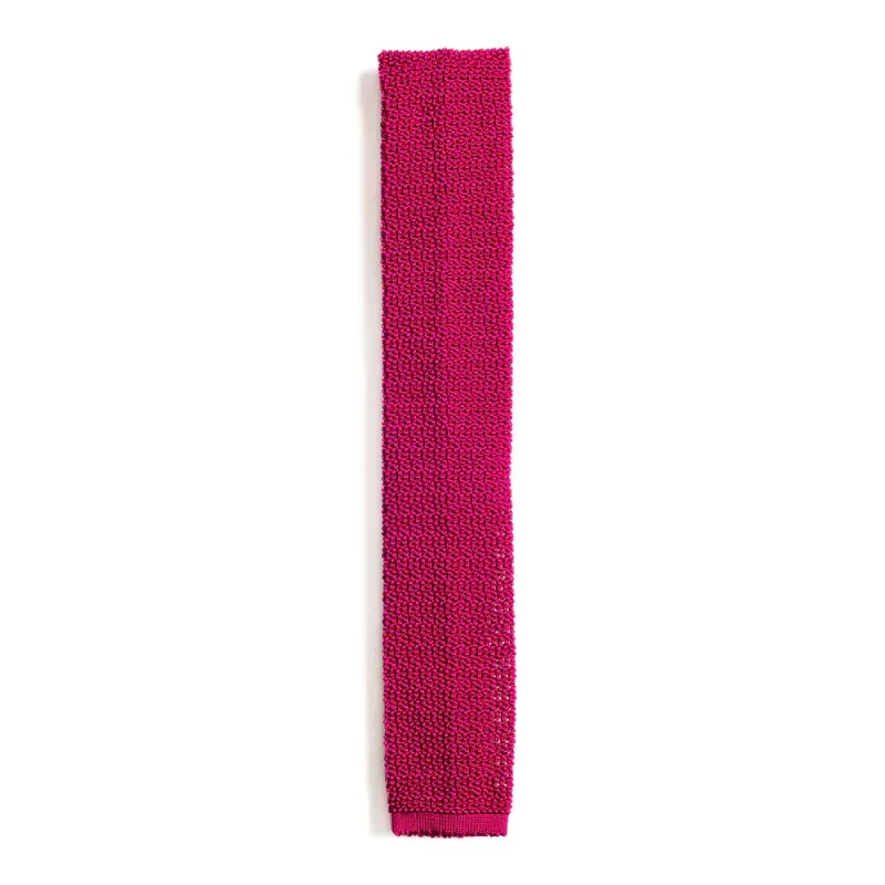 Fuchsia Knitted Silk Tie made by William Crabtree & Sons