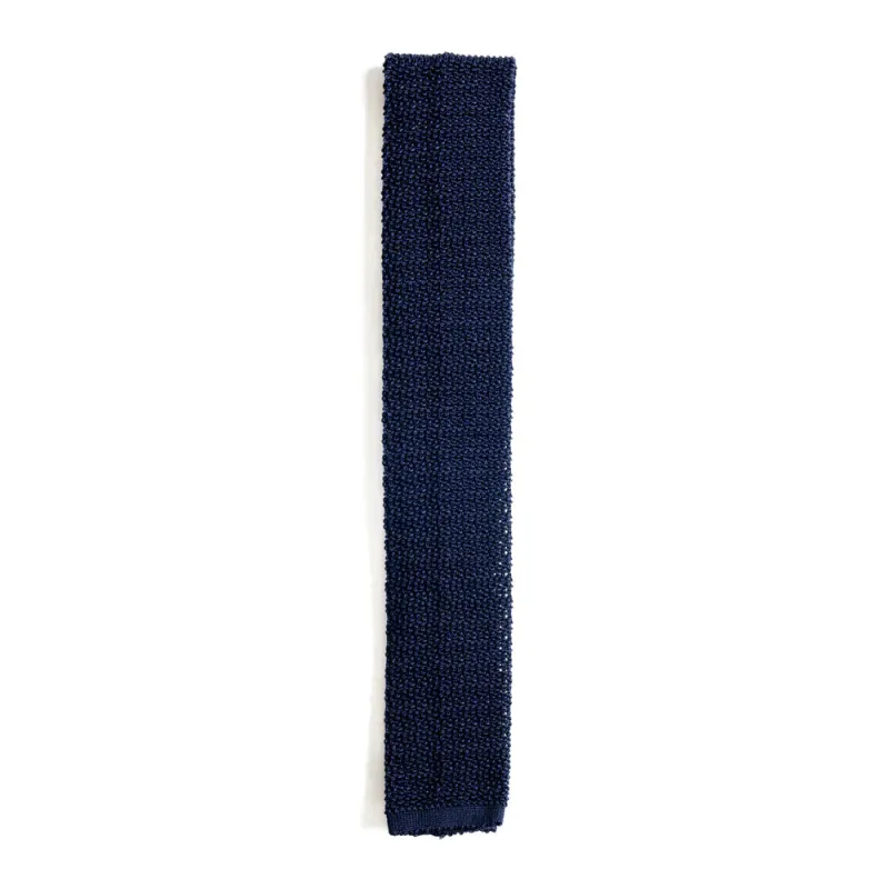 Navy Knitted Silk Tie made by William Crabtree & Sons